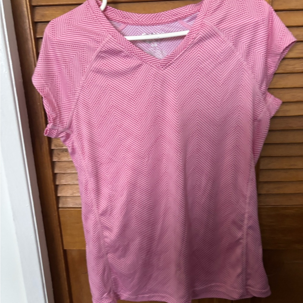 SET Active V-Neck Pink Patterned Short Sleeve Top